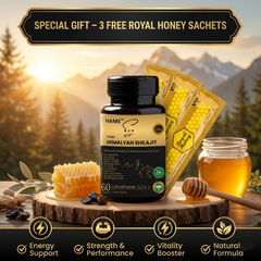 Himalayan Shilajit with 11 Botanical Ingredients – Multi-ingredient herbal formula featuring Tribulus Terrestris, Safed Musli, Tongkat Ali, Moringa and other plant-based ingredients.