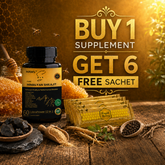 UltraPower 12-in-1 Shilajit Men's Wellness Supplement with 6 FREE VIP Royal Honey Sachets – Herbal supplement bundle for a daily wellness routine.