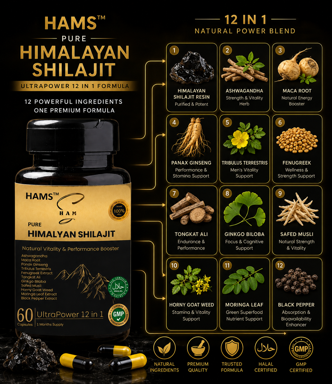 UltraPower Herbal Complex Featuring Shilajit, Ashwagandha, Maca Root and Panax Ginseng