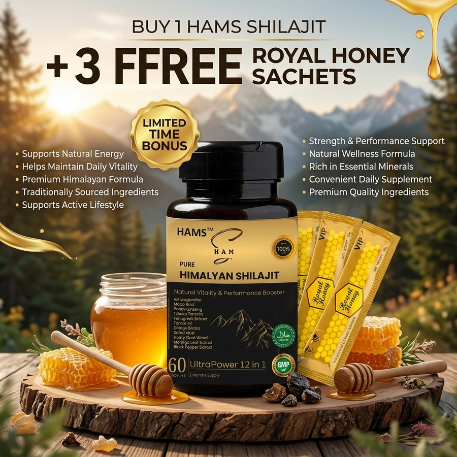 Himalayan Shilajit 12-in-1 Herbal Supplement – Multi-ingredient botanical formula featuring pure Himalayan Shilajit and 11 additional herbal ingredients for daily wellness support.