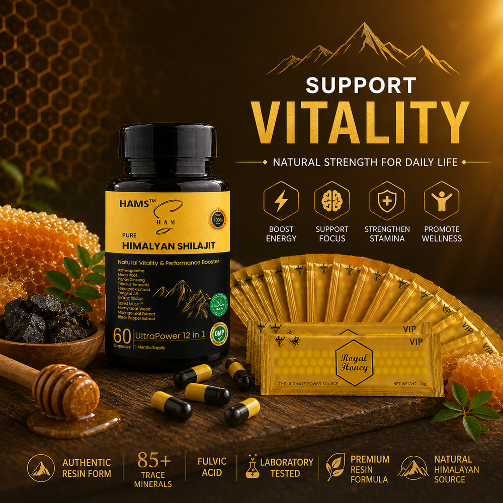 Himalayan Shilajit Supplement with Ashwagandha and Maca Root – Botanical blend designed for adults interested in daily wellness and vitality.