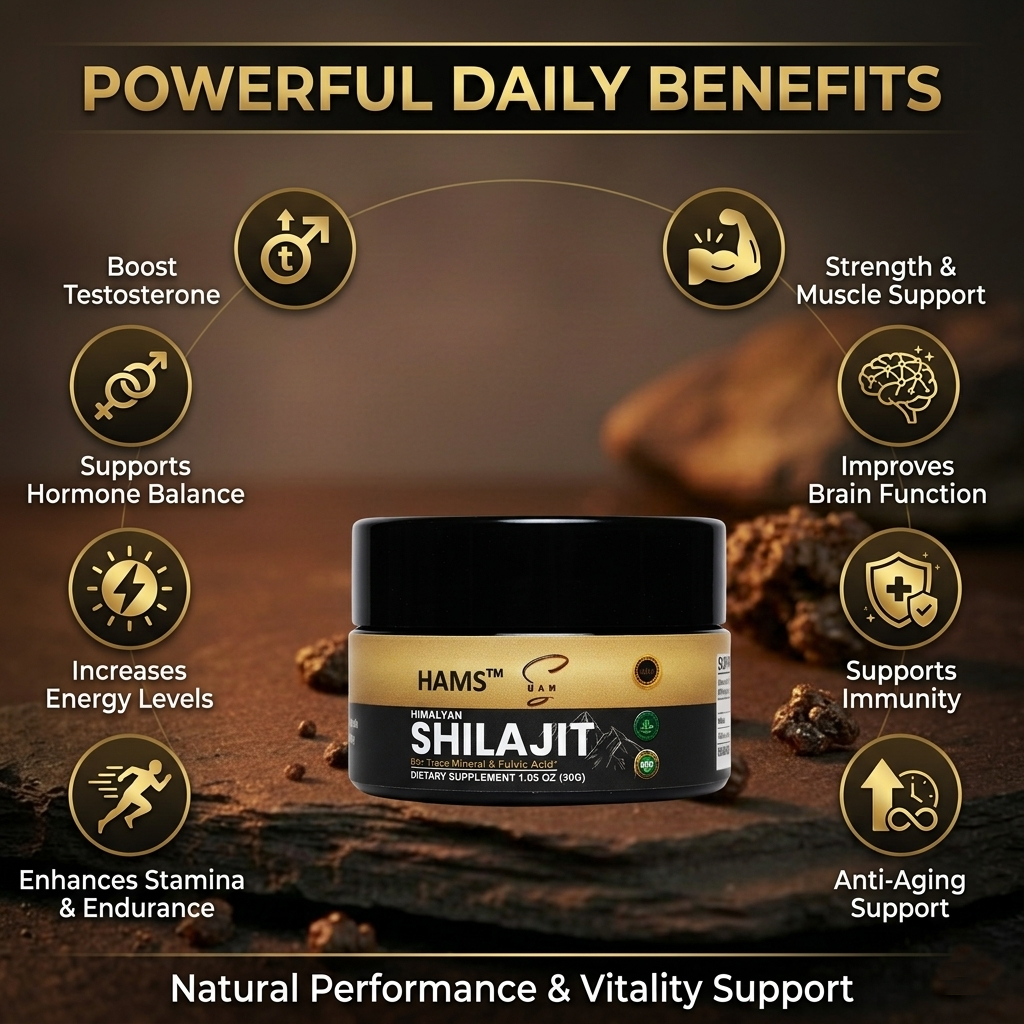 Himalayan Shilajit Resin 30g by HAMS™ – Traditional wellness product with a distinctive natural resin texture.