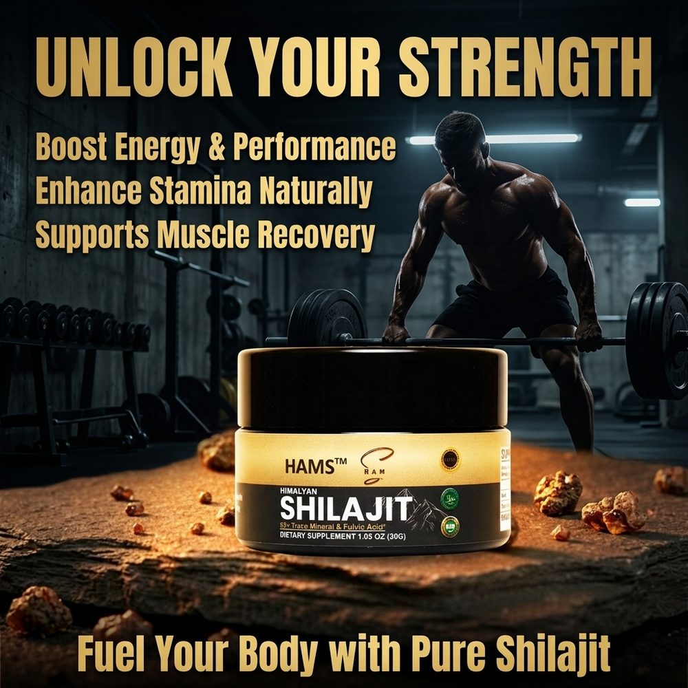 Pure Himalayan Shilajit Resin by HAMS™ – 30g jar featuring naturally occurring organic compounds.