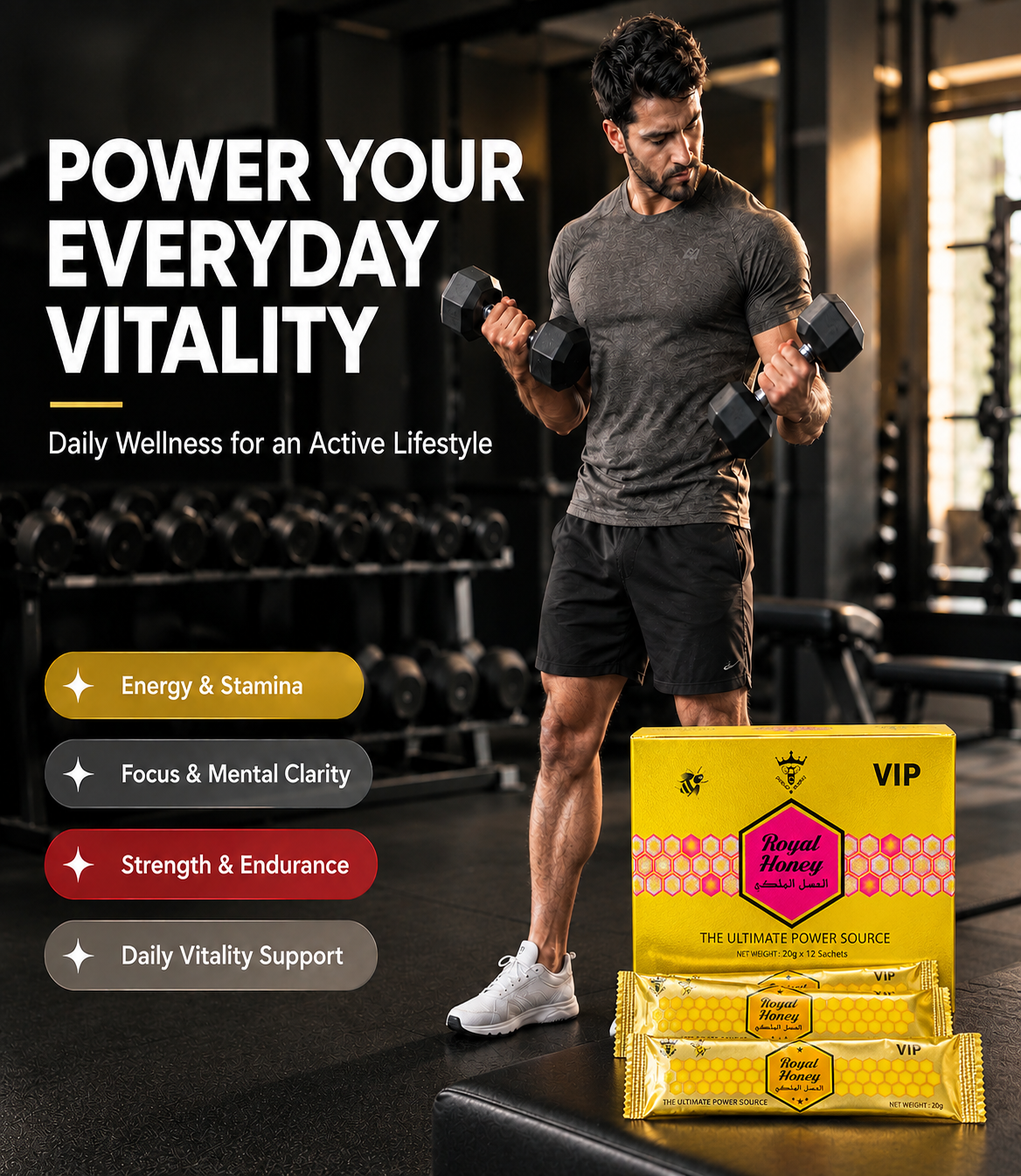 Royal Honey Botanical Honey Blend for Adult Men, Featuring Ginseng, Maca and Ginger, Traditionally Associated with Vitality and Stamina