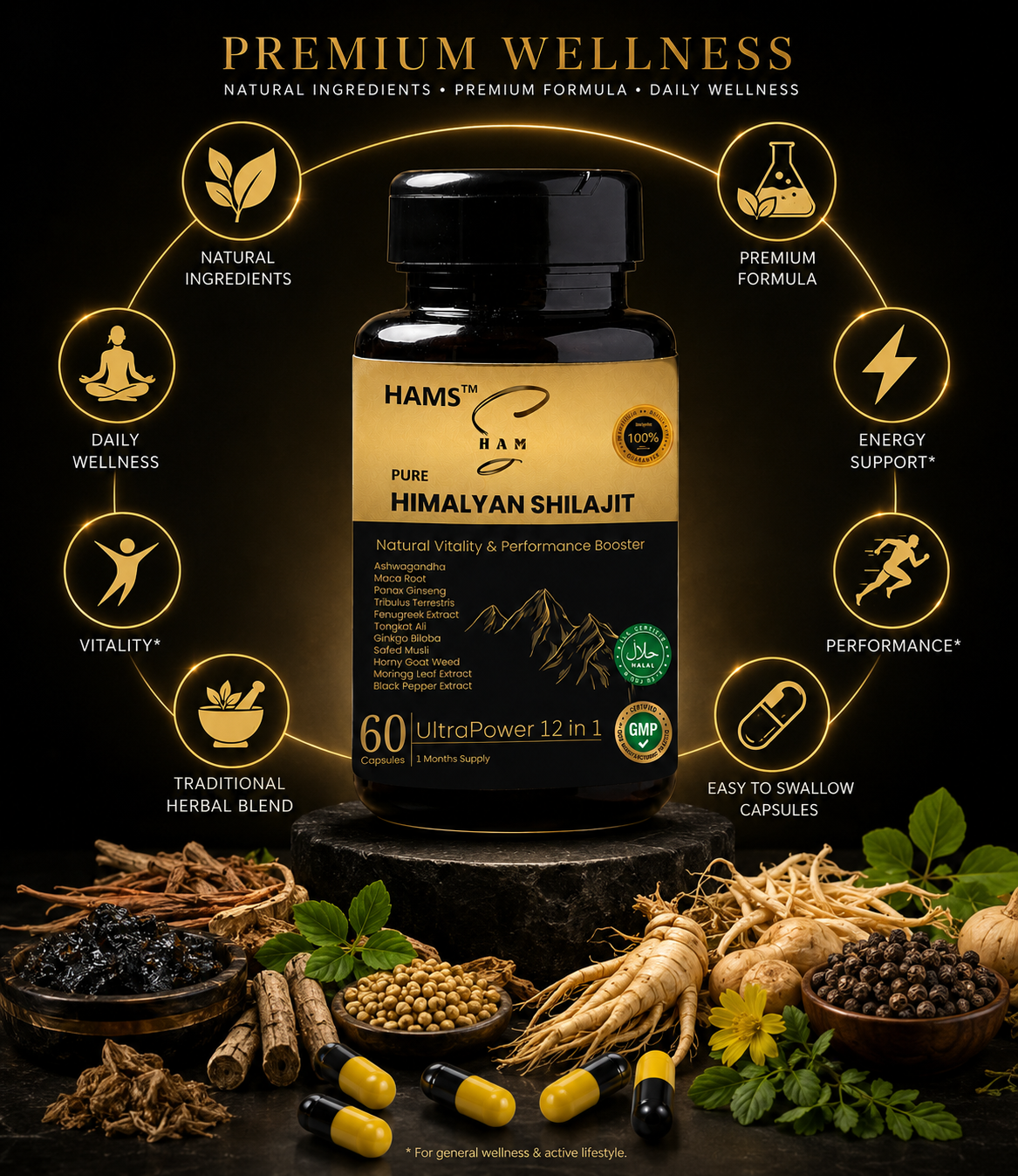 Premium 12-Ingredient Botanical Blend for Daily Energy, Stamina and Vitality Support